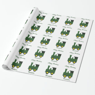 Papier Cadeau Anniversaire vert de train