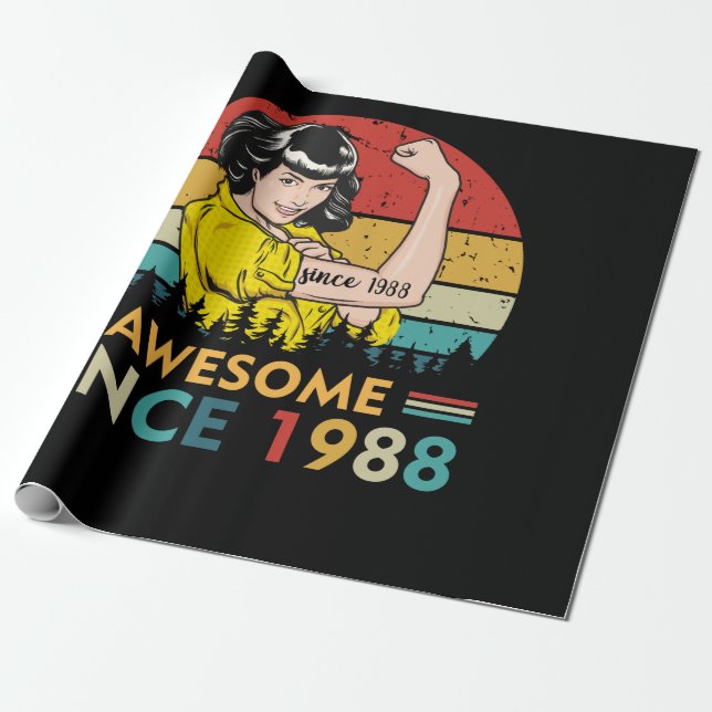 Papier Cadeau Anniversaire vintage 1988 (Déroulé)