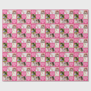 Papier Cadeau Annonce de naissance de bébé fille rose moderne av