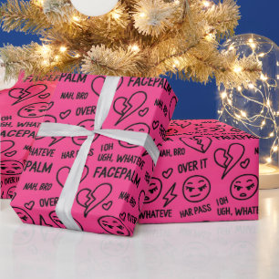 Papier Cadeau Anti-Saint-Valentin Doodles Drôle Saint-Valentin