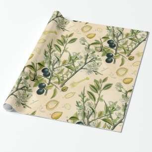 Papier Cadeau Antique Blackthorn Botanique Imprimé Fleur Berry