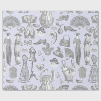 Papier Cadeau antique edwardian vintage mode dames violet