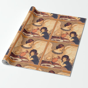 Papier Cadeau Antique française au chocolat