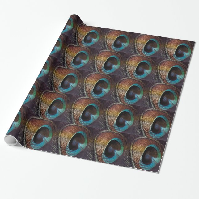 Papier Cadeau Antique Hues Peacock Feather Eye (Déroulé)