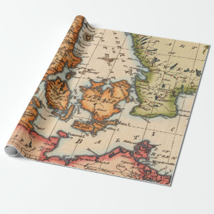 Papier Cadeau Antique vieille carte inspirée (10)