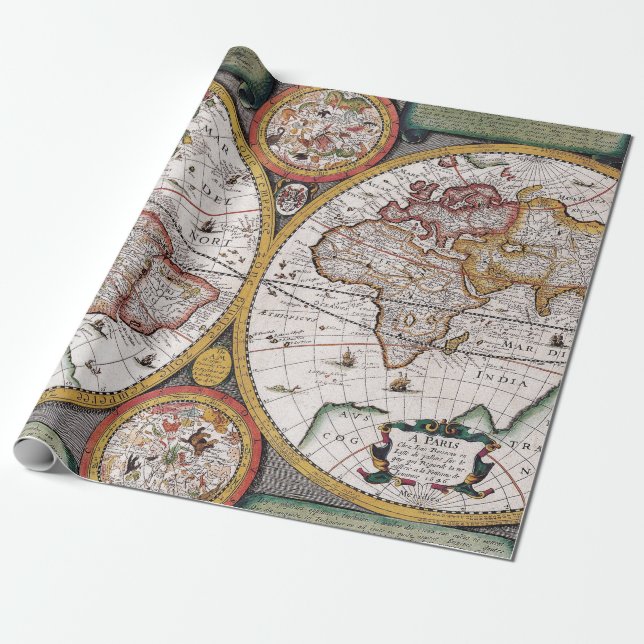 Papier Cadeau Antique vieille carte inspirée (12) (Déroulé)