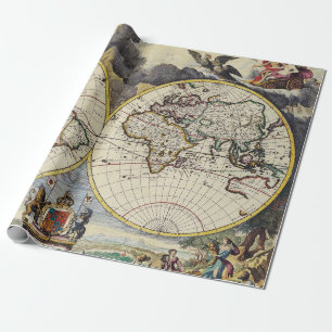 Papier Cadeau Antique vieille carte inspirée (4)