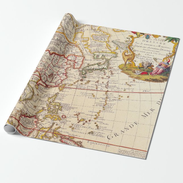 Papier Cadeau Antique vieille carte inspirée (6) (Déroulé)