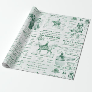 Papier Cadeau Antique Vintage Ephemera Lady Équestre annonces