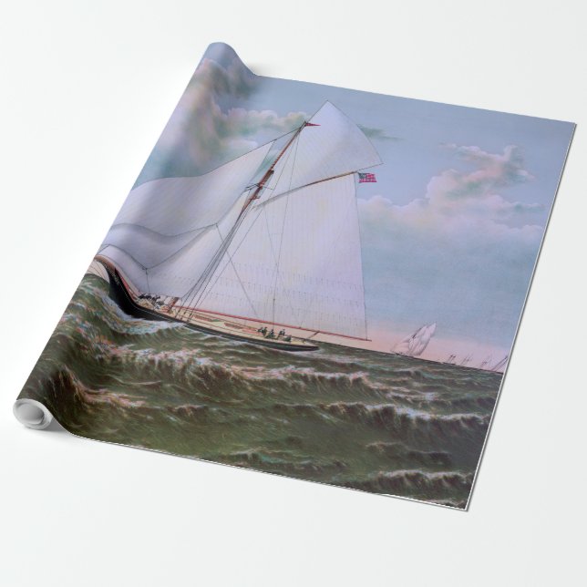 Papier Cadeau Antique voilier Slot Yacht Voilier Ocean (Déroulé)