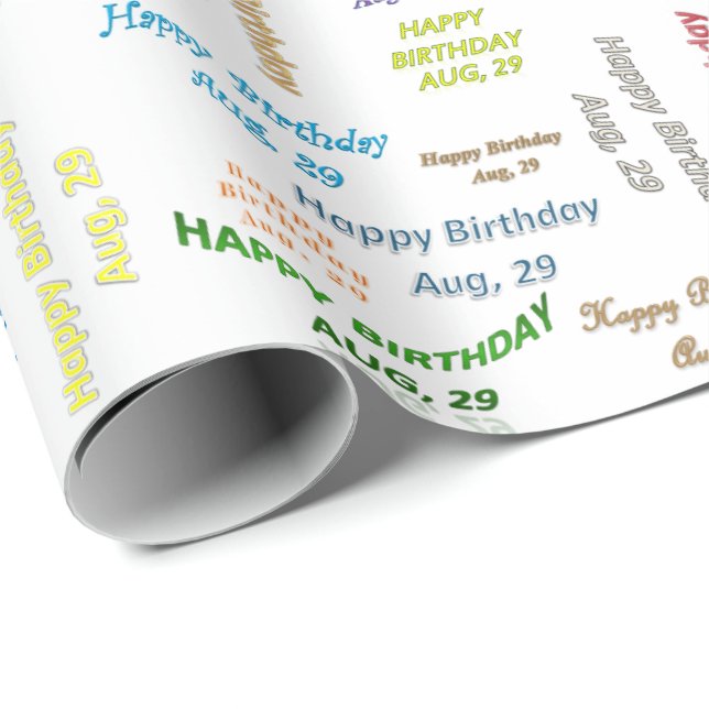 Papier Cadeau Août 29 Anniversaire Cadeau Papier (Coin rond)