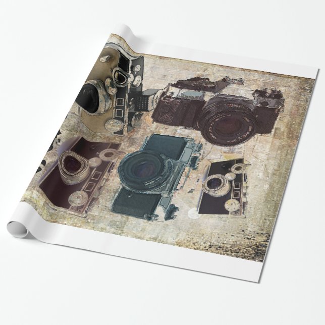 Papier Cadeau Appareil-photo grunge de cru de photographie de (Déroulé)