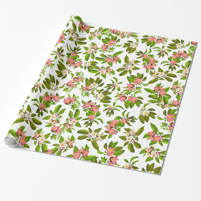 Papier Cadeau Apple rose fleurissent papier d'emballage de (Déroulé)