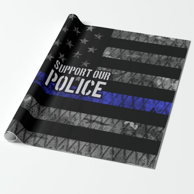 Papier Cadeau Appuyer notre drapeau en détresse de la police (Déroulé)
