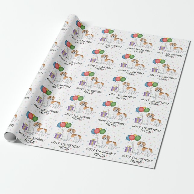 Papier Cadeau Apricot Parti Couleur Mini Goldendoodle Chien Anni (Déroulé)