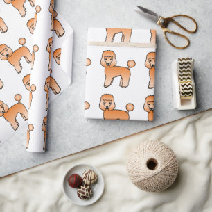 Papier Cadeau Apricot Toy Poodle mignonette Cartoon Motif chien