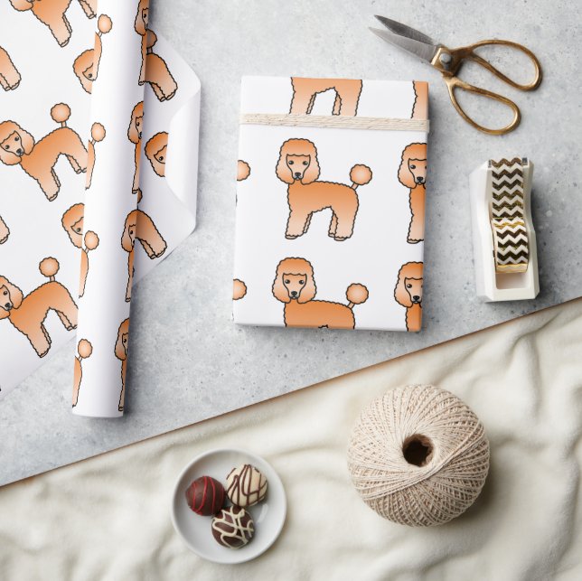 Papier Cadeau Apricot Toy Poodle mignonette Cartoon Motif chien (Artisanat)