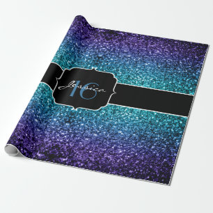 Papier Cadeau Aqua bleu Ombre parties scintillant scintille Swee
