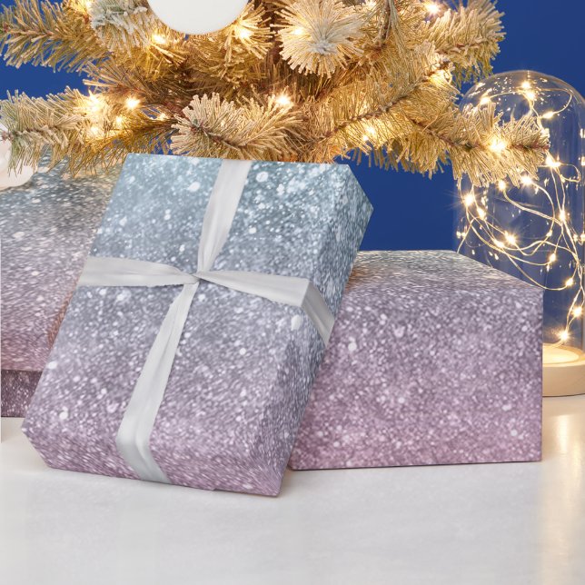 Papier Cadeau Aqua bleu rose galaxie marine abstraite (Vacances)