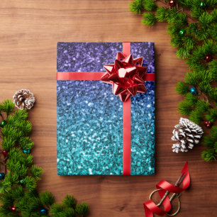 Papier Cadeau Aqua blue Ombre faux scintillants de parties scint