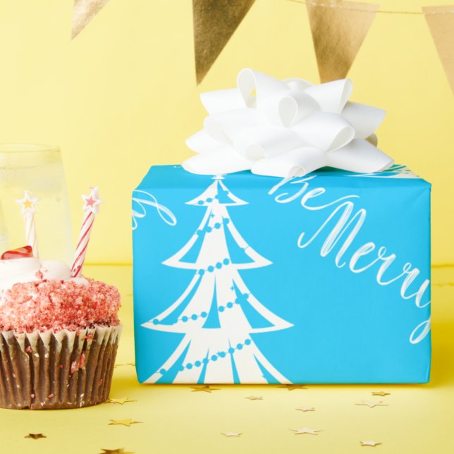 Papier Cadeau Aqua contemporain et Noël blanc (Créateur téléchargé)