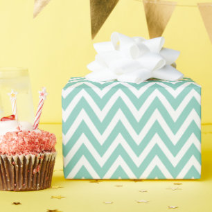 Papier Cadeau Aqua et White Chevron