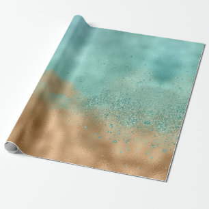Papier Cadeau Aqua Gold Parties scintillant Glitz