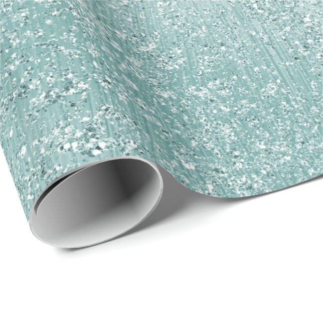 Papier Cadeau Aqua Ombre étincelant (Coin rond)