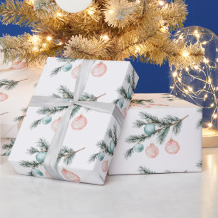 Papier Cadeau Aqua Pink Christmas Tree Branch Ornements