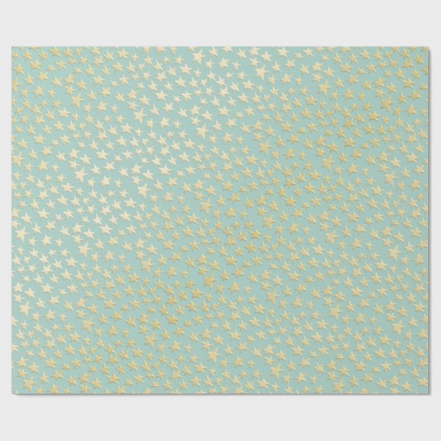 Papier Cadeau Aqua & Teal Christmas Wrapping Paper with Gold Acc (Plat)