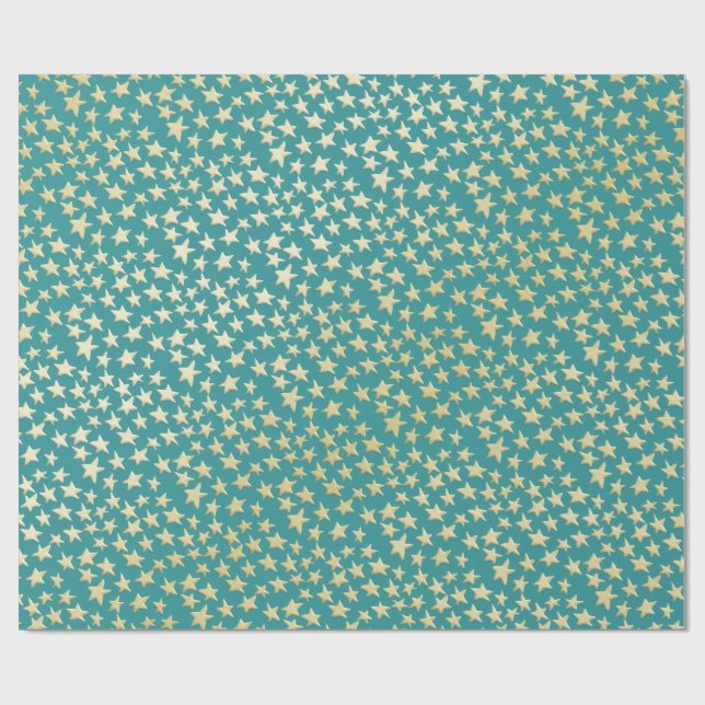 Papier Cadeau Aqua & Teal Christmas Wrapping Paper with Gold Acc (Plat)