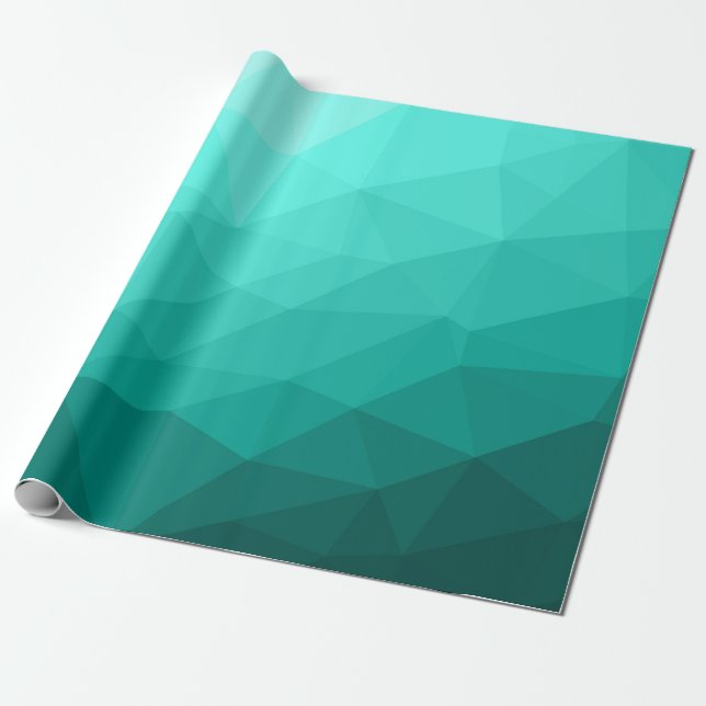 Papier Cadeau Aqua Turquoise Gradient Motif géométrique (Déroulé)