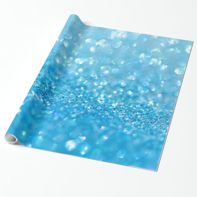 Papier Cadeau Aqua Water Baby Parties scintillant bleue (Déroulé)