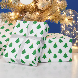 Papier Cadeau Aquarelle à feuillage persistant Arbres de Noël