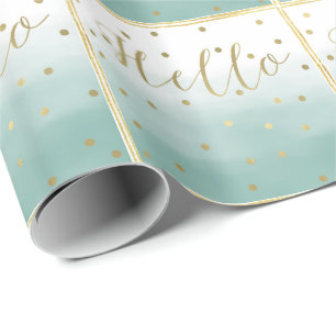 Papier Cadeau Aquarelle à menthe or Confetti