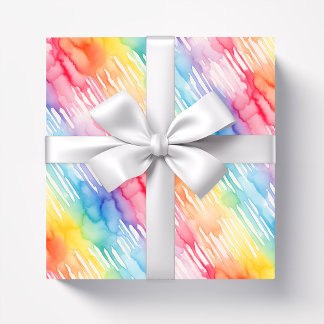 Papier Cadeau Aquarelle Abstrait motif arc-en-ciel