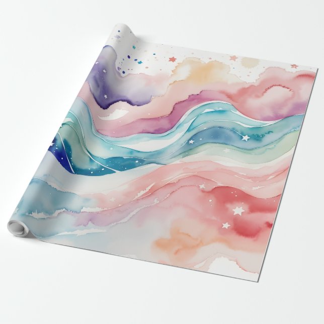 Papier Cadeau Aquarelle Abstraite (Déroulé)