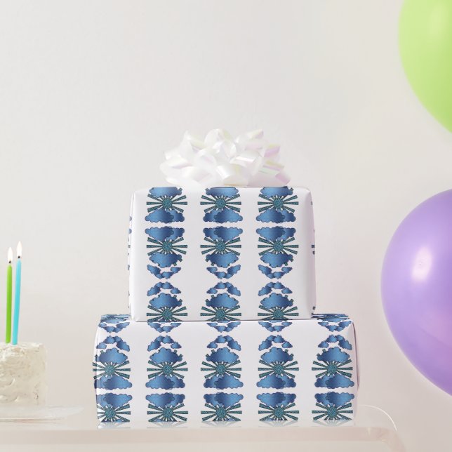 Papier Cadeau Aquarelle Abstraite moderne bleu élégant tendance (Cadeaux de fête)