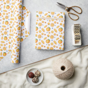 Papier Cadeau Aquarelle Agrumes Oranges