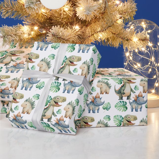 Papier Cadeau Aquarelle Anniversaire de enfant Dinosaur (Vacances)