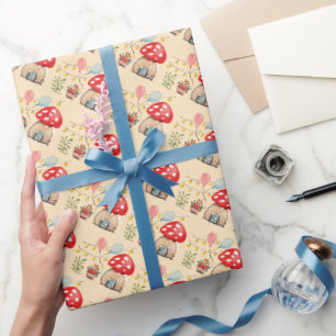 Papier Cadeau Aquarelle Art Cute Muschrooms Illustration