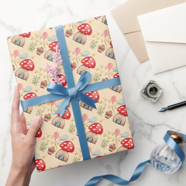 Papier Cadeau Aquarelle Art Cute Muschrooms Illustration (Cadeaux)