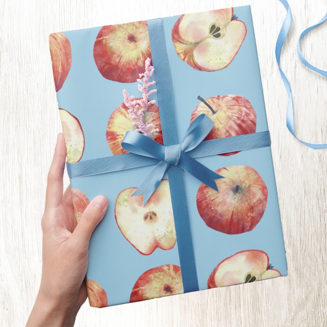 Papier Cadeau Aquarelle aux fruits de pomme (Watercolor apple food art pattern gift wrapping paper )