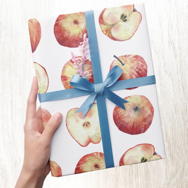 Papier Cadeau Aquarelle aux fruits de pomme (Apple watercolor fruit pattern gift wrapping paper roll)