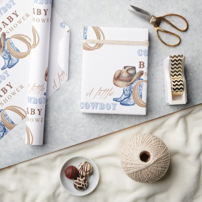 Papier Cadeau Aquarelle Baby shower Cowboy Russe (Artisanat)