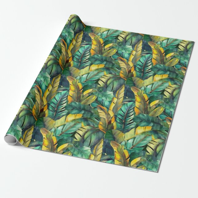 Papier Cadeau Aquarelle Banane Feuilles papier à envelopper roul (Déroulé)