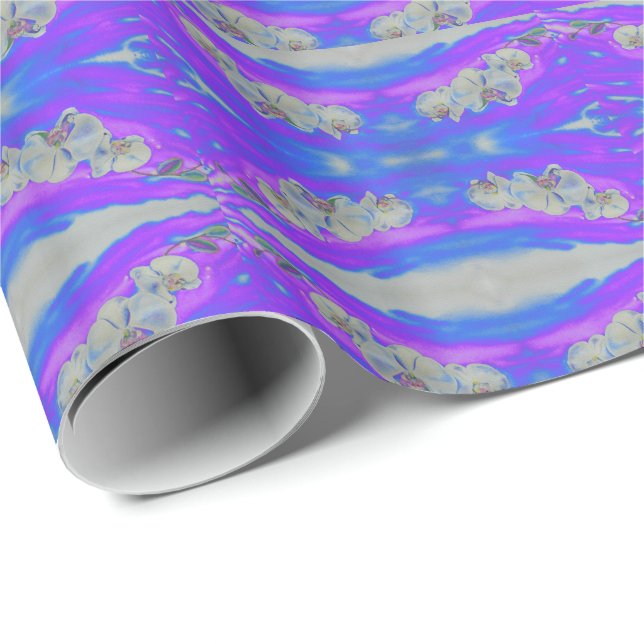 Papier Cadeau Aquarelle blanche Orchidée violet Breeze (Coin rond)