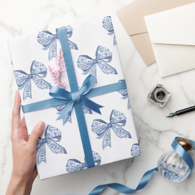 Papier Cadeau Aquarelle Bleu Chinoiserie (Cadeaux)