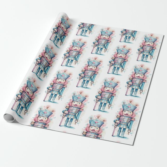 Papier Cadeau Aquarelle bleu rose (Déroulé)