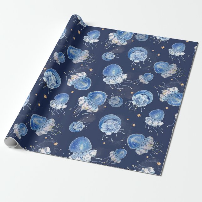 Papier Cadeau Aquarelle bleue Jellis (Déroulé)